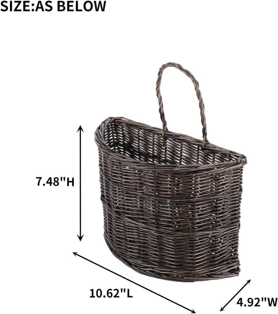 Wicker Wall Hanging Basket, Woven Plants Flowers Basket for Porch Garden Farmhouse Kitchen (Sector) - Image 2