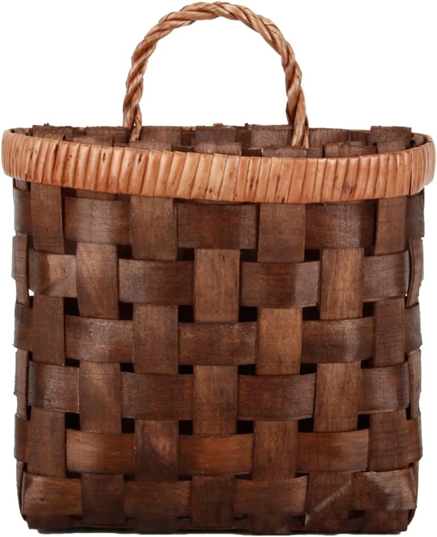 Bamboo Storage Basket for Wall Woven Mounted Basket for Flower and Essentials Farmhouse Kitchen Home Garden Entryway Doors Organizer.