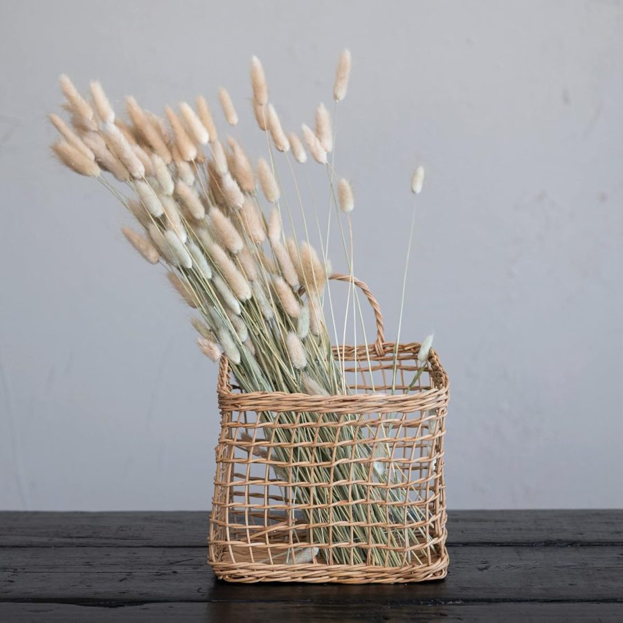 Woven Rattan Hanging, Natural Wall Basket - Image 2