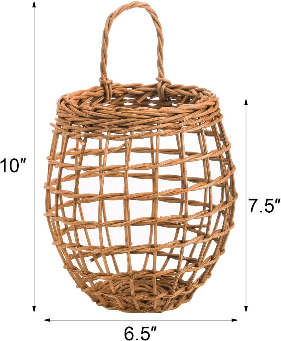 Set of 2 Hanging Onion Basket, Wall Mount Wicker Baskets for Storage Kitchen Woven Rattan Basket, Pantry Wicker Basket for Onion, Garlic, Potato - Image 2