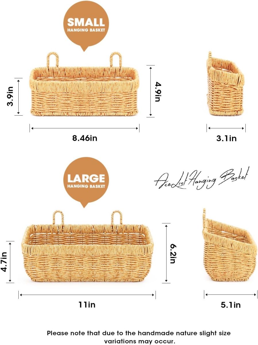 Wall Hanging Basket, Boho Style Hand-Woven Hanging Storage Baskets - Set of 2, Ideal for Boho Room Decor, Kitchen, Garden, and Living Room - Image 2