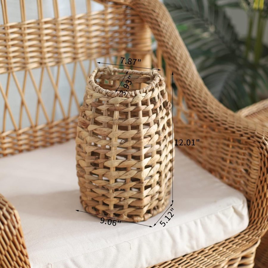 Woven Water Hyacinth Hanging Basket Door Hanging Basket Wall for Home Garden Farmhouse (Water Hyacinth) - Image 2